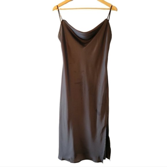 Lamarque Dresses & Skirts - Lamarque Cowl Spaghetti Strap Midi Satin Dress Size 6 Black.